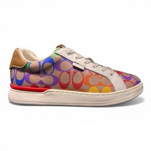 Coach Clip  Low Top Sneaker In Rainbow Coated Canvas, Women's 9B (EU 39.5)